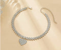 Heart-Shaped Rhinestone Choker Necklace