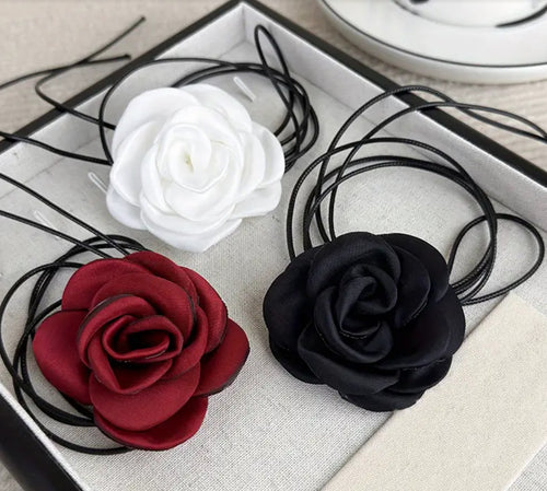 3pcs/set Chic Fabric Rose Flower Choker Necklaces