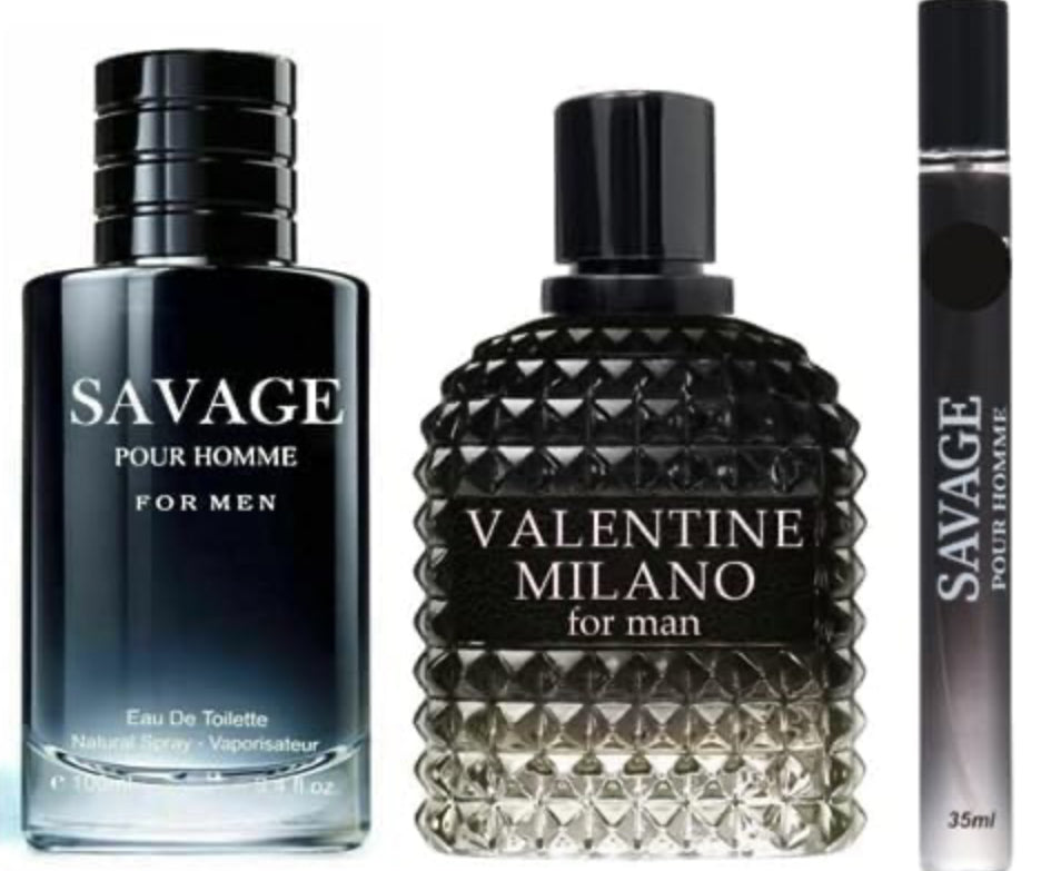 Savage Valentine Cologne Combo Set for Men - Eau De Toilette Natural Spray, 3.4 Fl Oz Each, Pack of 3