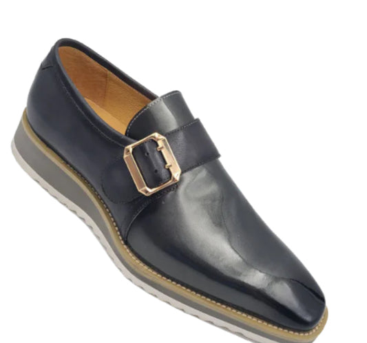 Carrucci Grey Men's Monkstraps Patent Leather casual shoes